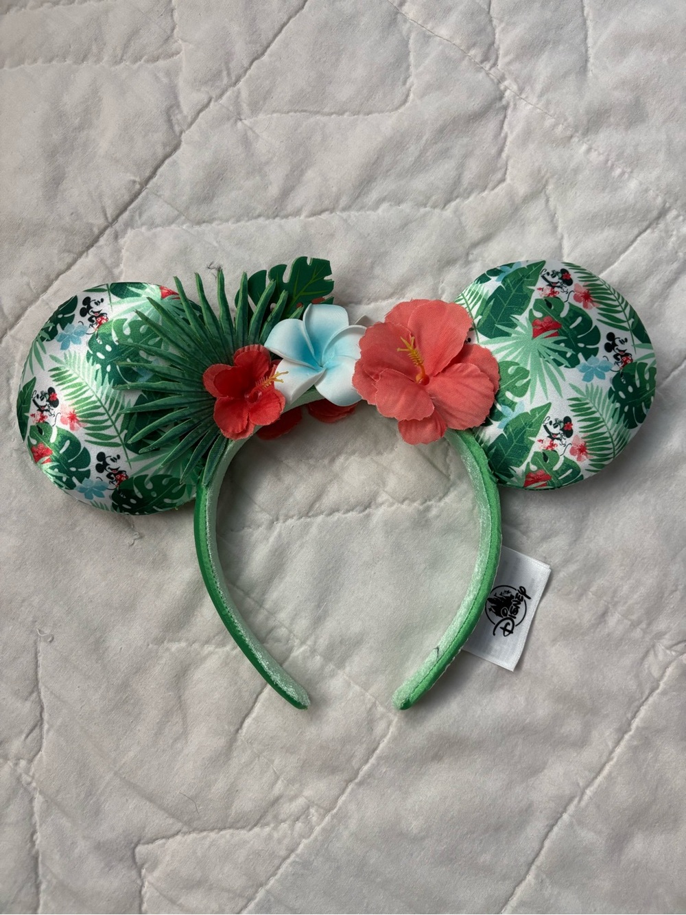 Disney Green Tropical Floral Minnie Ears Headband
